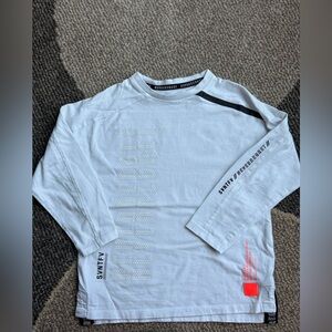 Zara White and Black Long Sleeve Tee with Red Accents